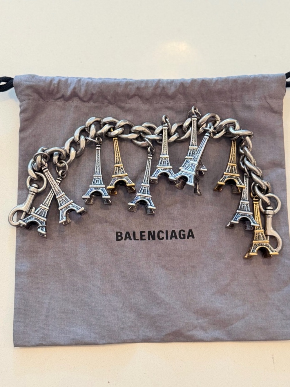 Balenciaga Two-Tone Eiffel Tower Bag Charm or Bracelet - Silver & Gold